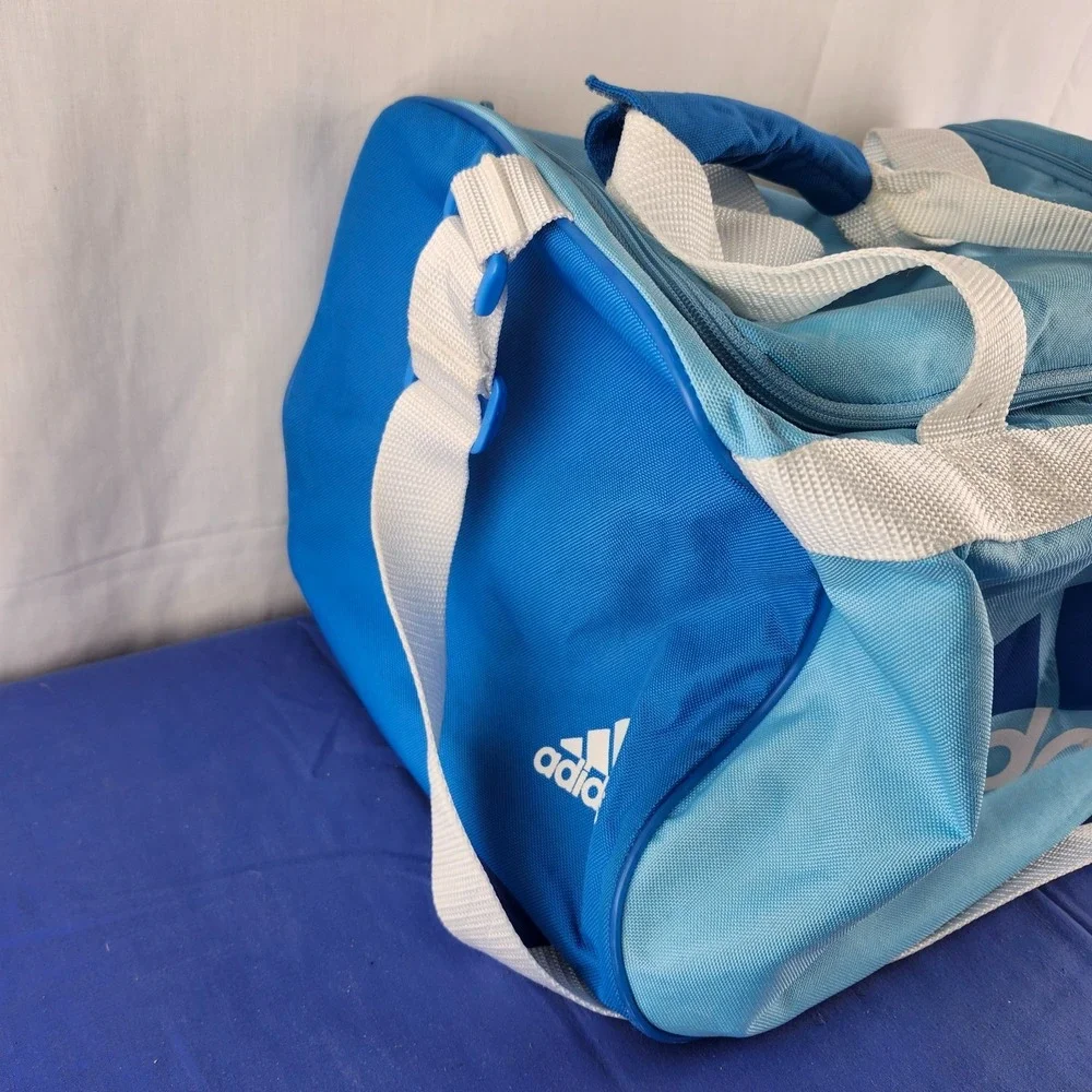 Adidas Diablo Small Duffel Bag Light‎ Blue/Real Blue White Gym Bag